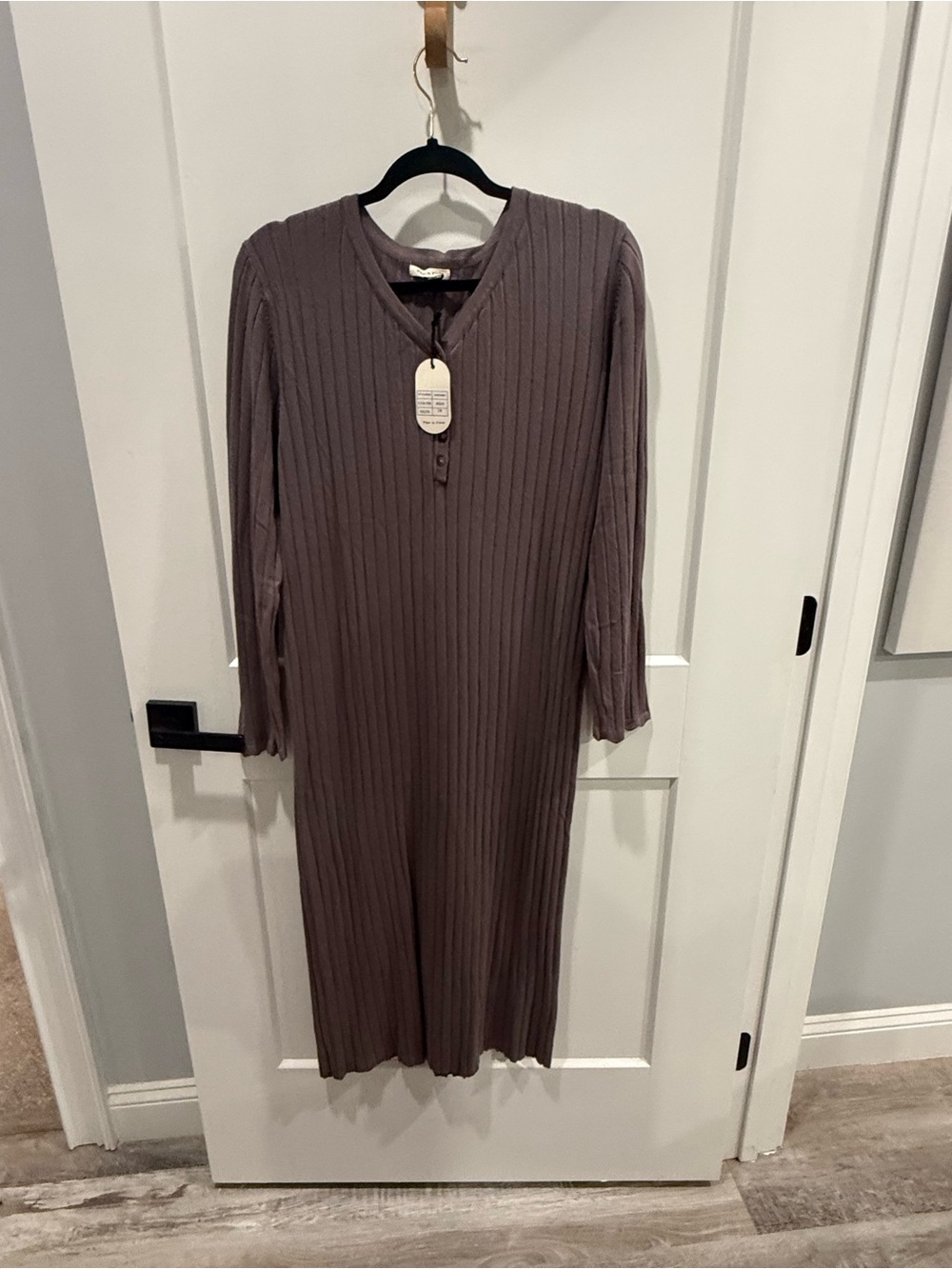 Tea n Rose Grey Ribbed Knit Dress Size 2XL